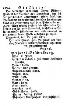 Georg Büchners Steckbrief
